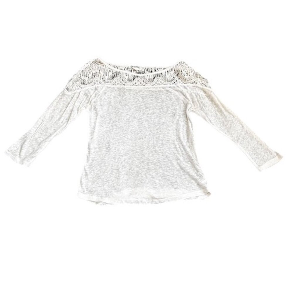 Aeropostale Lace Shoulder Off White Top Size M